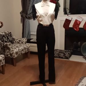 BeBe White and Black Jumpsuit